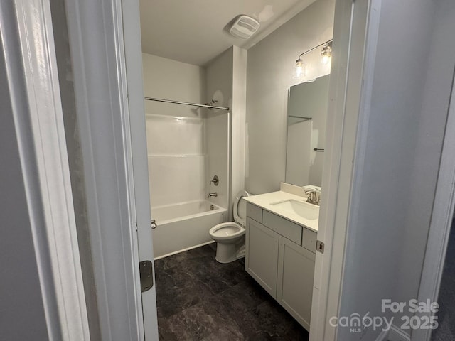 full bathroom featuring vanity, toilet, and shower / bath combination