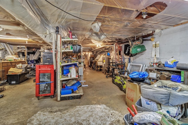 basement with gas water heater