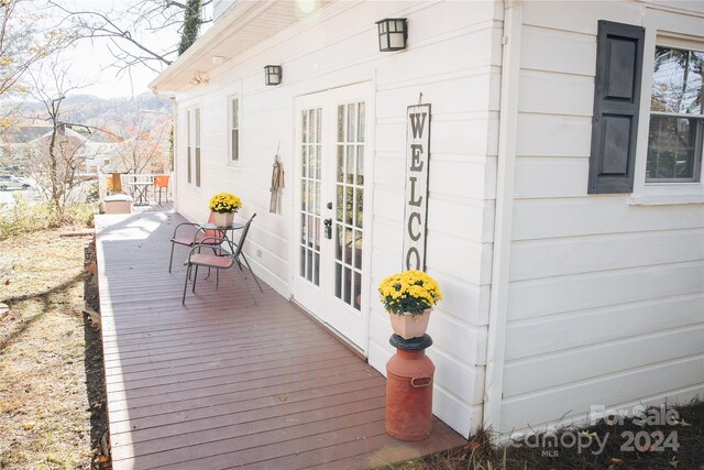 wooden terrace with french doors