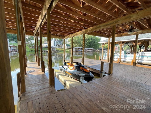 view of dock featuring a water view