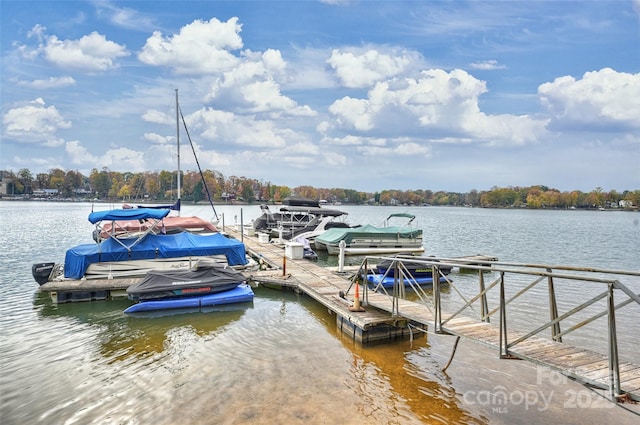 dock area featuring a water view