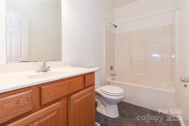 full bathroom with tile patterned floors, vanity, toilet, and tub / shower combination