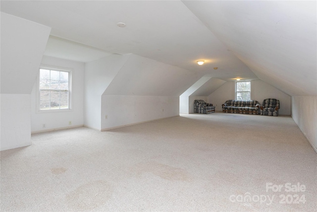 bonus room featuring carpet and lofted ceiling