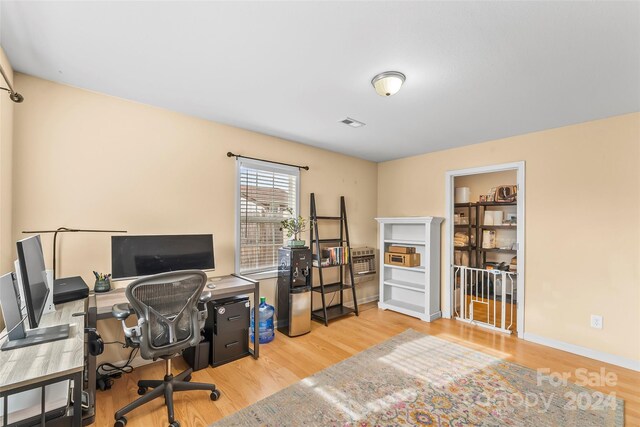 office area featuring light wood-type flooring