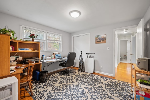 office space featuring light wood-type flooring