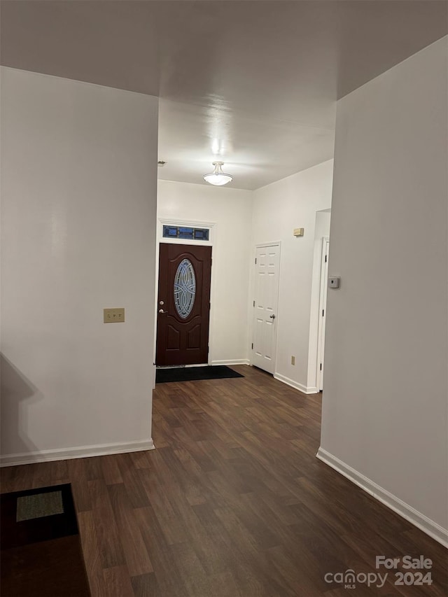 foyer entrance with dark hardwood / wood-style floors