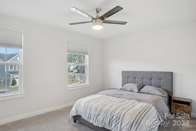 bedroom with carpet and ceiling fan