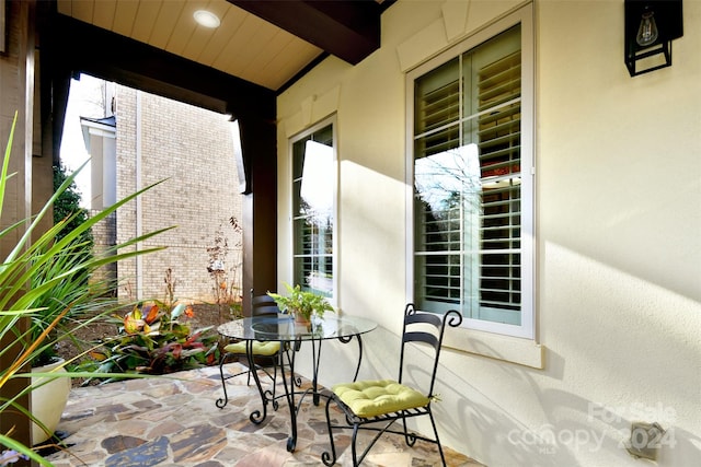 balcony with a patio area