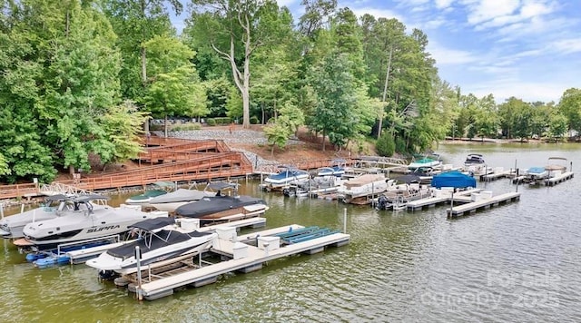 view of dock featuring a water view