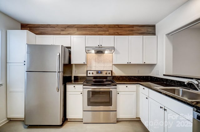 kitchen featuring white cabinetry, appliances with stainless steel finishes, and sink