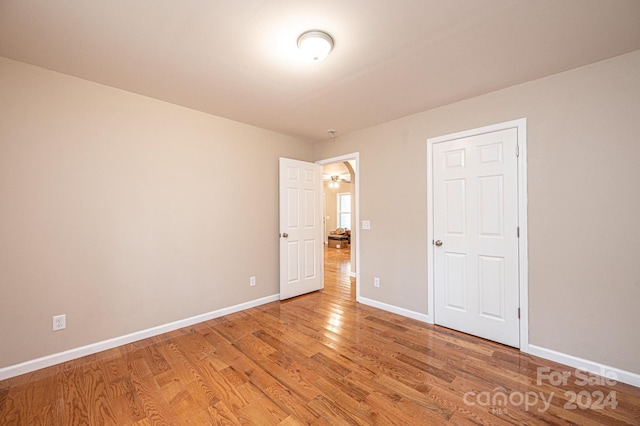 unfurnished bedroom featuring light hardwood / wood-style floors