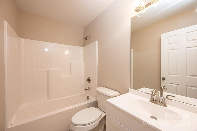 full bathroom featuring vanity, toilet, and shower / washtub combination