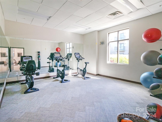 exercise room with carpet