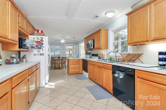 1811 Charter Dr, Rock Hill, SC 29732 - kitchen with white appliances, a sink, light tile patterned flooring, light countertops, and healthy amount of natural light