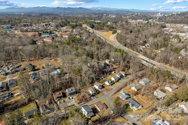 aerial view with a mountain view