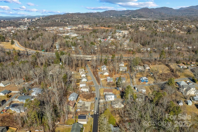 bird's eye view featuring a mountain view