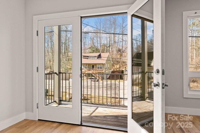 entryway featuring light hardwood / wood-style flooring and a wealth of natural light