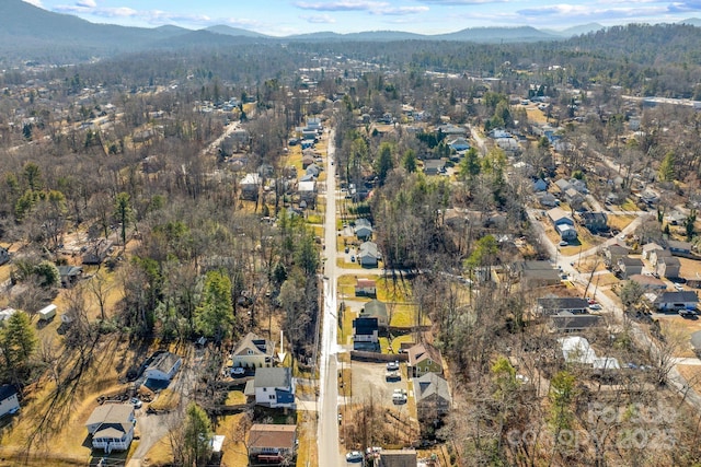 bird's eye view with a mountain view