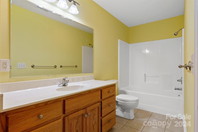 full bathroom with tile patterned floors, vanity, toilet, and bathing tub / shower combination