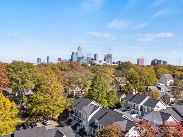 aerial view with a city view