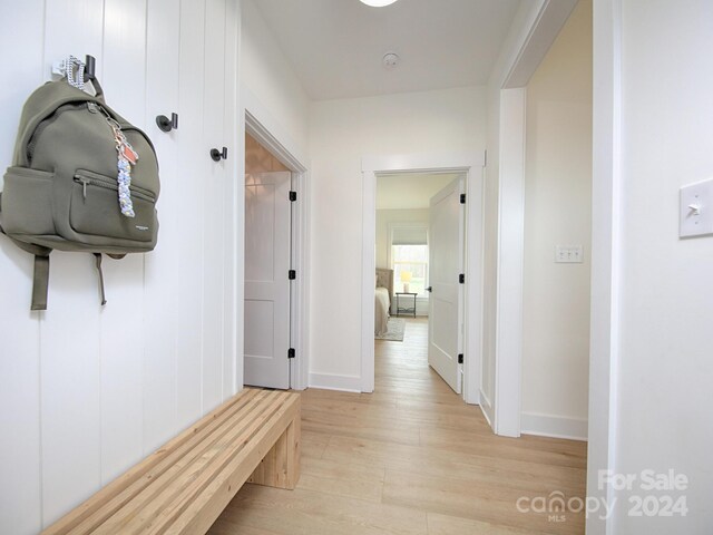 mudroom featuring light hardwood / wood-style floors