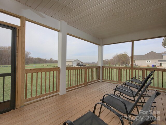 sunroom / solarium featuring wooden ceiling