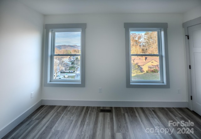 spare room with hardwood / wood-style flooring and a healthy amount of sunlight