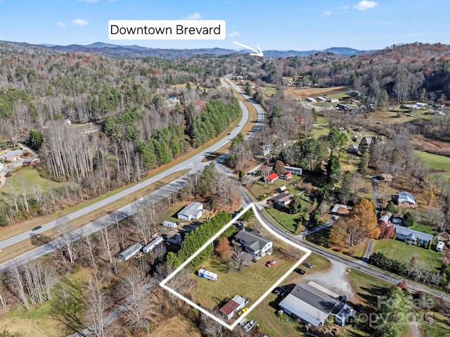 drone / aerial view featuring a mountain view