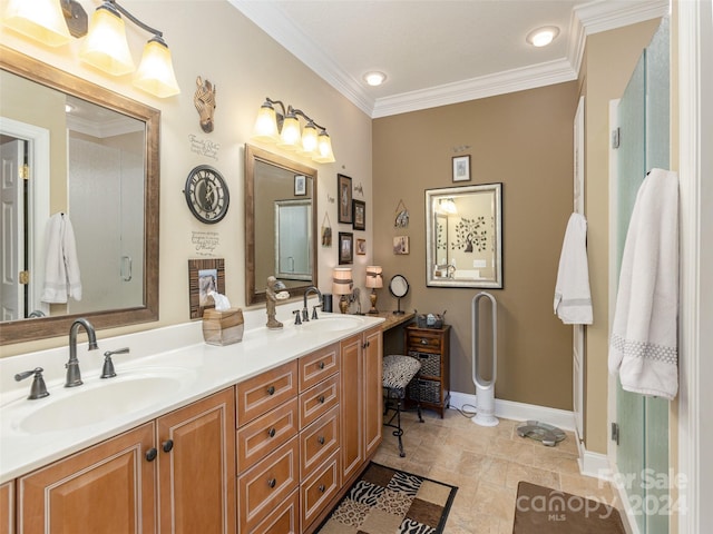 bathroom featuring vanity and crown molding