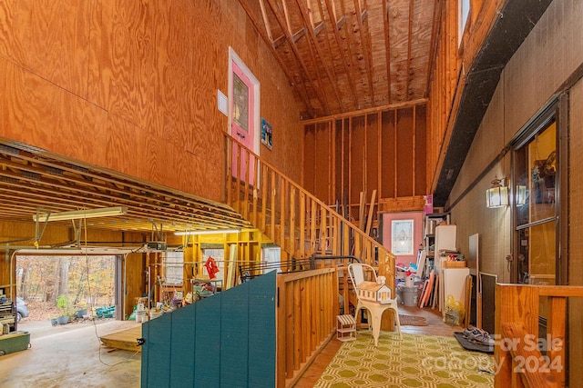 interior space featuring high vaulted ceiling