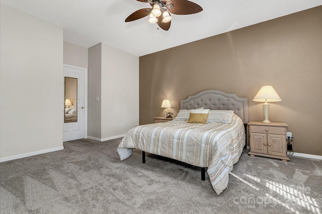 bedroom with carpet flooring and ceiling fan