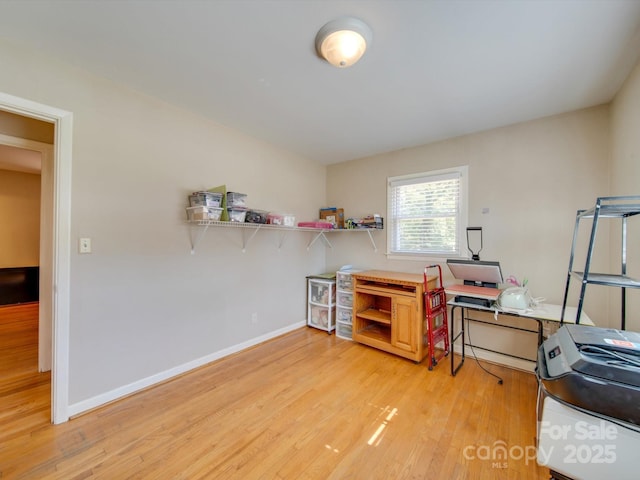 misc room with light hardwood / wood-style flooring