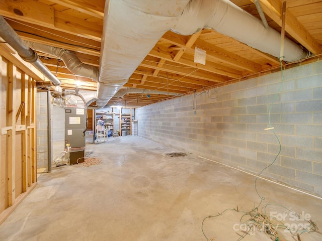 basement with heating unit