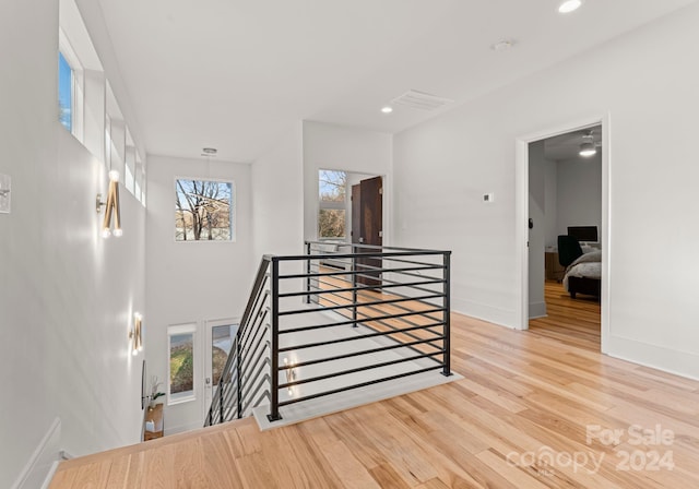 staircase featuring wood-type flooring