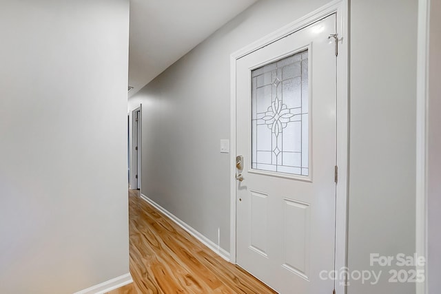 entrance foyer with light hardwood / wood-style floors