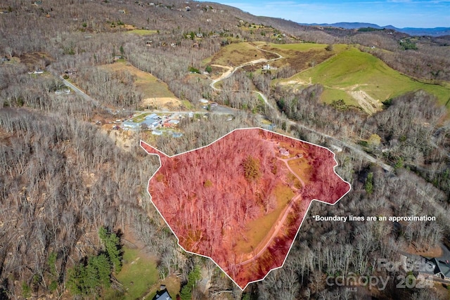 aerial view featuring a mountain view