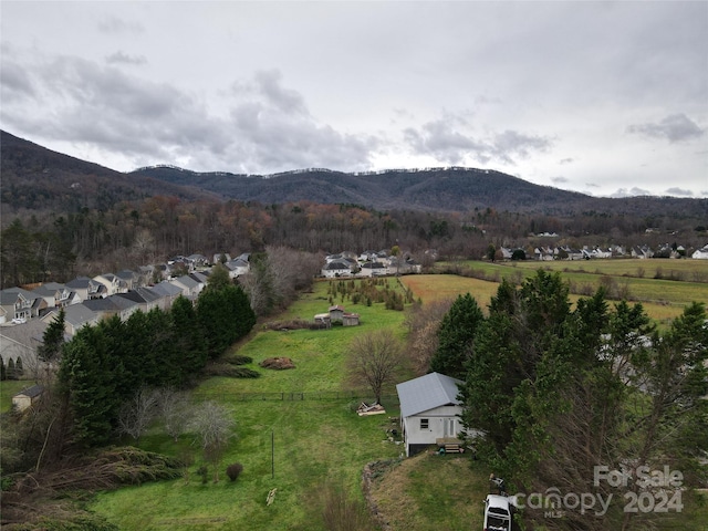 aerial view with a mountain view