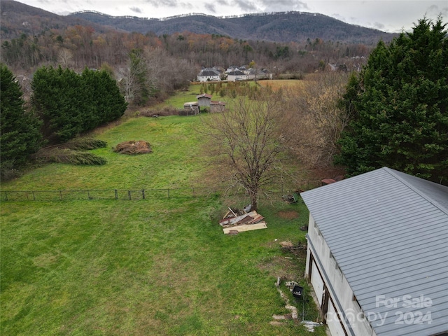 drone / aerial view with a mountain view