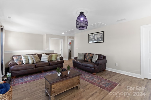 living room with hardwood / wood-style flooring