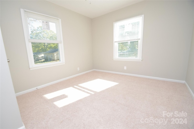 empty room featuring plenty of natural light and light colored carpet