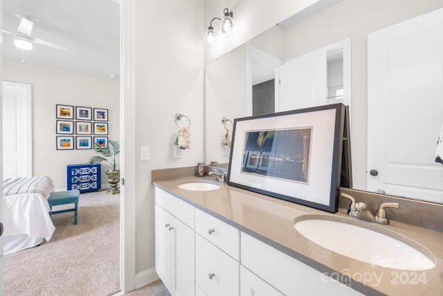 bathroom with vanity and ceiling fan