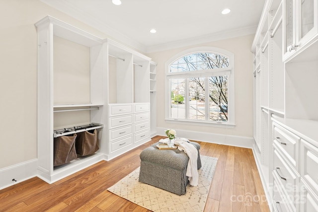 spacious closet featuring light wood-style floors