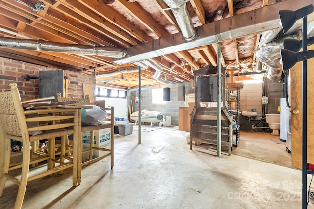 basement featuring sink