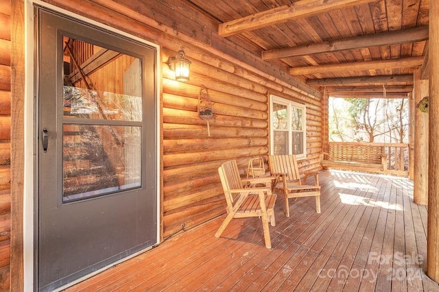 wooden deck with covered porch