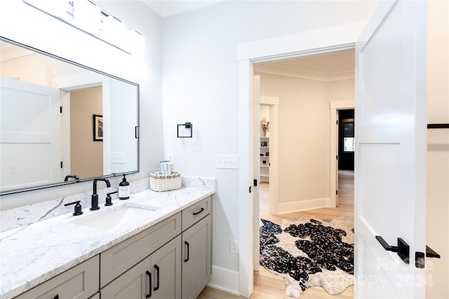 bathroom featuring vanity and wood-type flooring