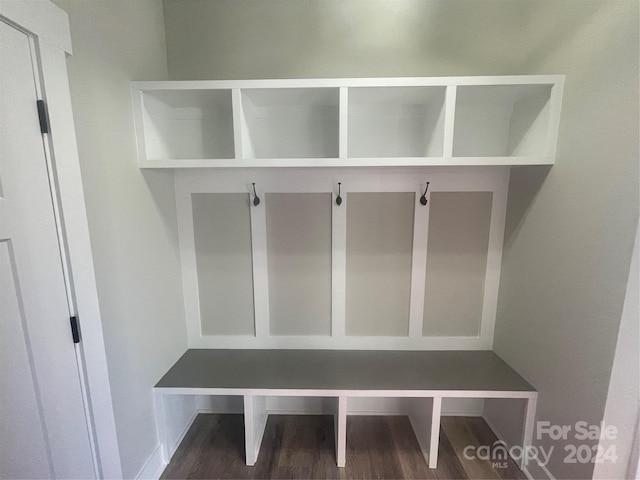 mudroom with dark hardwood / wood-style flooring