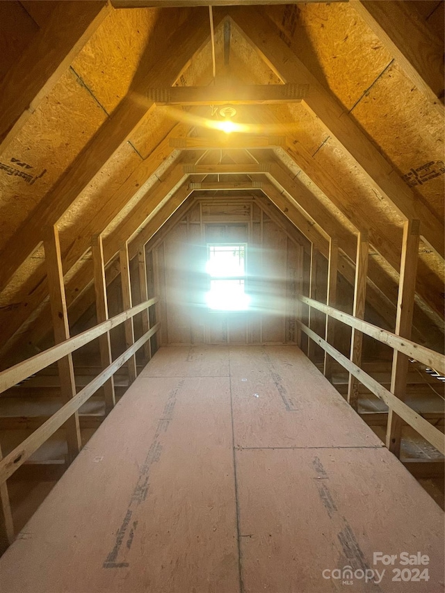 view of unfinished attic