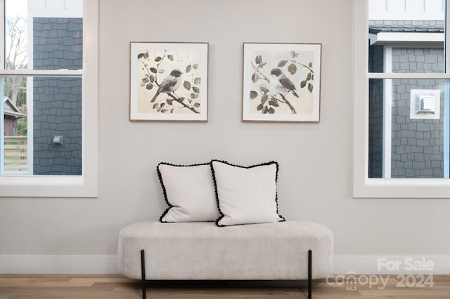 sitting room with hardwood / wood-style flooring