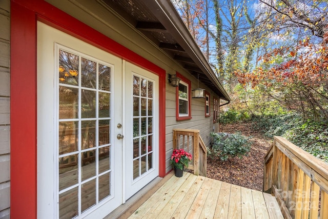 wooden deck with french doors