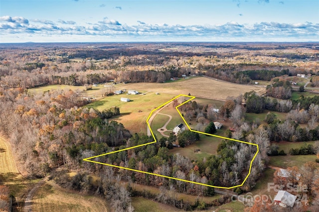 aerial view featuring a rural view